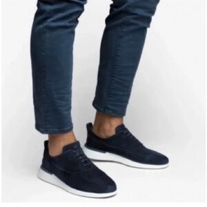 WOLF & SHEPHERD Leather Crossover Longwing Nubuck Shoes Mens 14M Navy